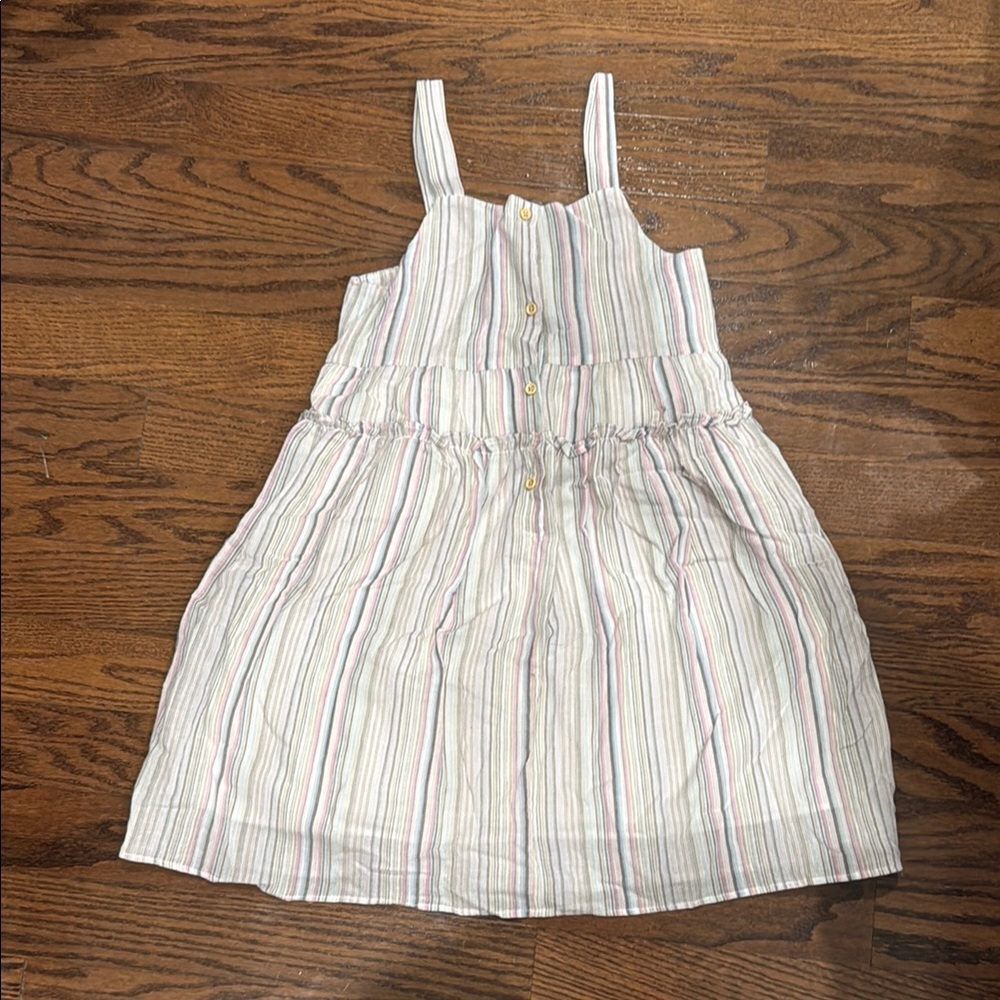 Striped Kids Dress - White and Pink
